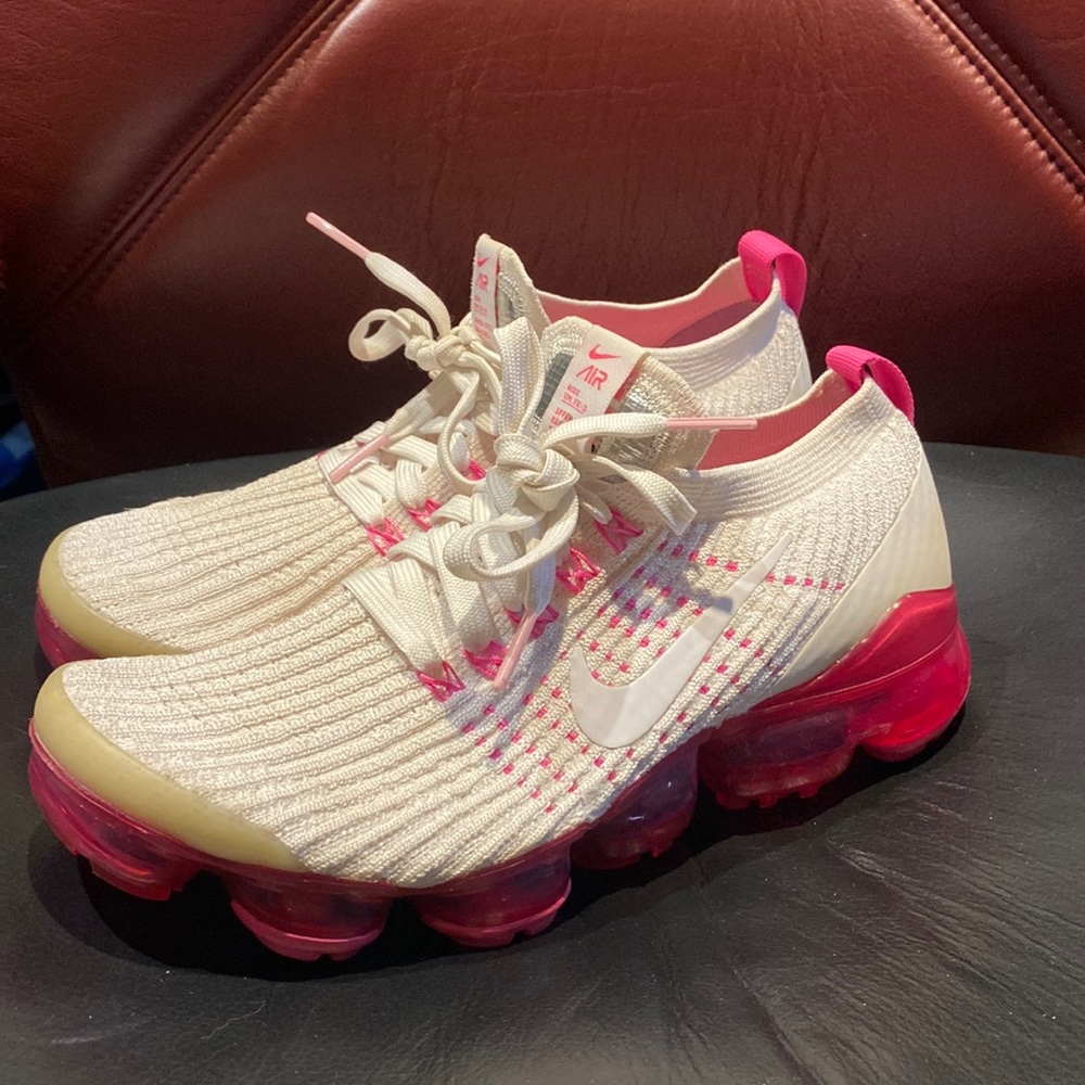 Pink and white Nike VaporMax 8
